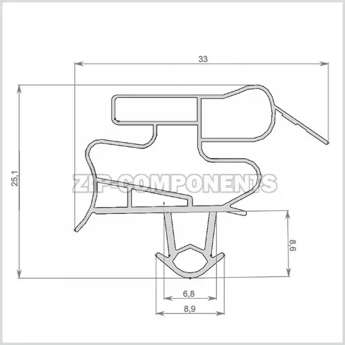 Уплотнитель холодильника 570x805мм Профиль BR