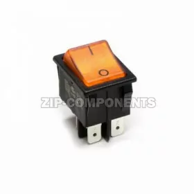 Кнопка универсальная биполярная желтого цвета 16A 250V 4 контакта