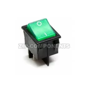 Кнопка биполярная зеленного цвета 20A, 4 контакта 250V